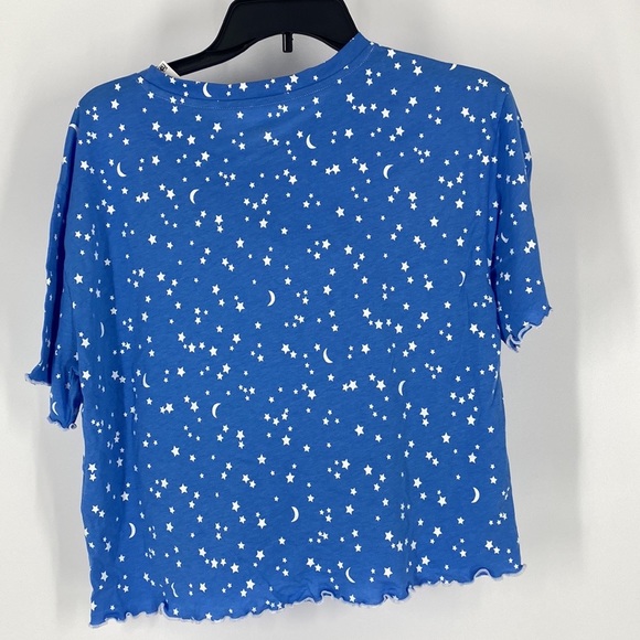 Jenni Womens Moon And Stars Lettuce-Edge Crew Sleep Pajama Sets Navy L, $50 NWT - Picture 4 of 5